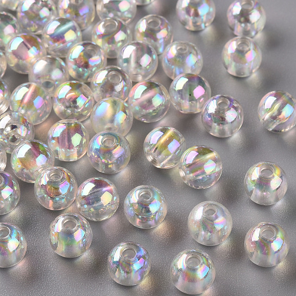 

PandaHall Transparent Acrylic Beads, AB Color Plated, Round, Clear, 8x7mm, Hole: 2mm, about 1745pcs/500g Acrylic Round Clear