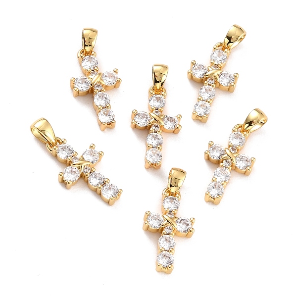 

PandaHall Brass Micro Pave Cubic Zirconia Pendant, Long-Lasting Plated, Cross, Real 18K Gold Plated, 16.5x9x3mm, Hole: 4x2.6mm Brass+Cubic..., Clear