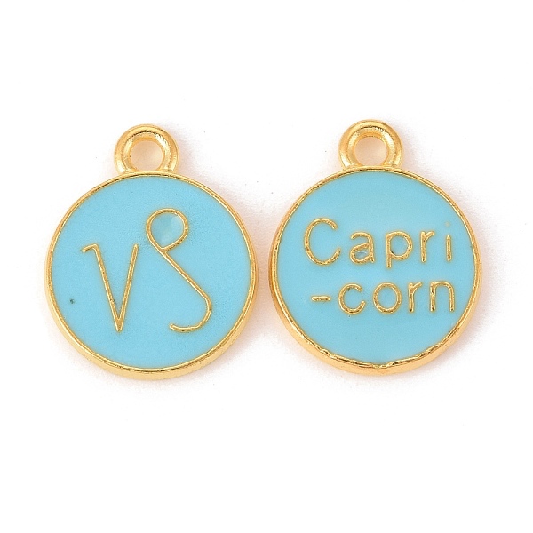 

PandaHall Alloy Enamel Pendants, Flat Round with Constellation/Zodiac Sign, Golden, Sky Blue, Capricorn, 15x12x2mm, Hole: 1.5mm Alloy+Enamel...