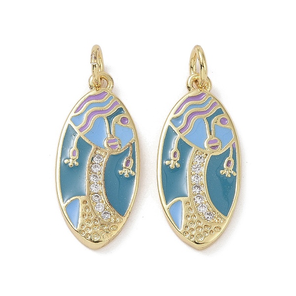 

PandaHall Real 18K Gold Plated Brass Micro Pave Cubic Zirconia Pendants, with Enamel and Jump Ring, Horse Eye Charms, Steel Blue, 22x10x2mm...