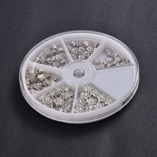 

PandaHall Mixed Flower Tibetan Style Alloy Spacer Beads, Antique Silver, 4.5~7x3~3.5mm, Hole: 1mm, 20pcs/compartment, 120pcs/box Alloy...