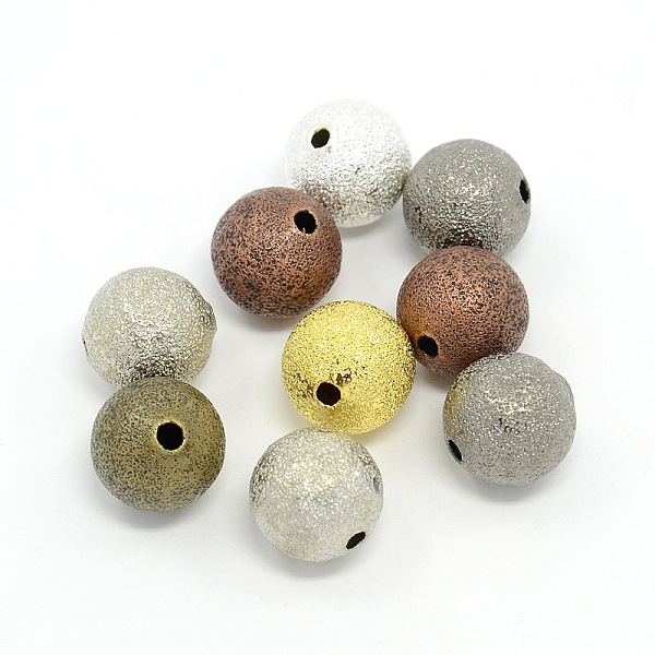 

PandaHall Round Brass Textured Beads, Mixed Color, 12mm, Hole: 2mm Brass Round