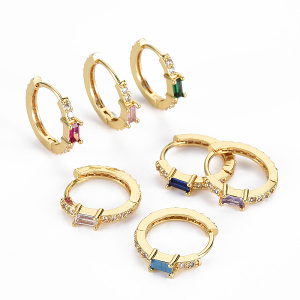 

PandaHall Brass Micro Pave Cubic Zirconia Huggie Hoop Earrings, Cadmium Free & Nickel Free & Lead Free, Ring, Real 16K Gold Plated, Mixed..., Multicolor