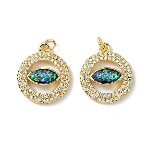

PandaHall Brass Micro Pave Cubic Zirconia Pendants, with Synthetic Opal and Jump Ring, Flat Round, Real 18K Gold Plated, 20x17x2mm, Hole..., Clear