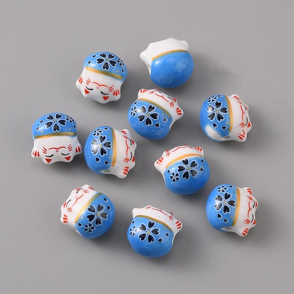

PandaHall Handmade Porcelain Beads, Famille Rose Porcelain, Lucky Cat, Dodger Blue, 14x12.5x11.5mm, Hole: 2mm Porcelain Cat Shape