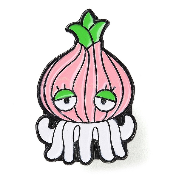 

PandaHall Cartoon Black Aolly Brooches, Enamel Pins, Onion, 30x19.5x2mm Alloy+Enamel Onion Pink