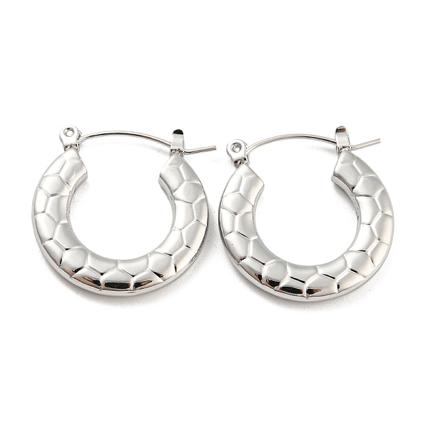 

PandaHall Texture Ring 304 Stainless Steel Hoop Earrings for Women, Stainless Steel Color, 23x22x3mm 304 Stainless Steel Ring
