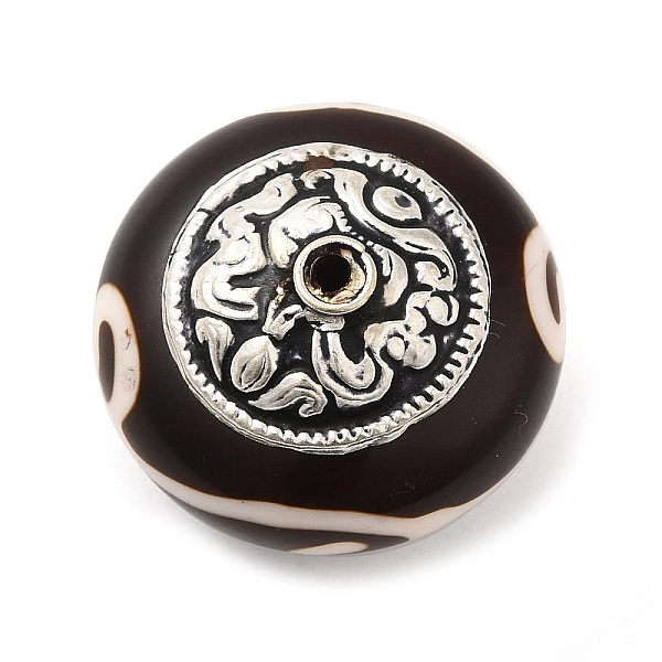

PandaHall Handmade Tibetan Style Beads, with Resin and Brass Findings, Rondelle, Antique Silver, 26.5x20mm, Hole: 2~2.5mm Resin Rondelle