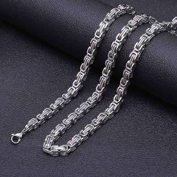 

PandaHall Titanium Steel Byzantine Chains Necklaces for Men, Stainless Steel Color, 27.56 inch(70cm) Titanium Steel