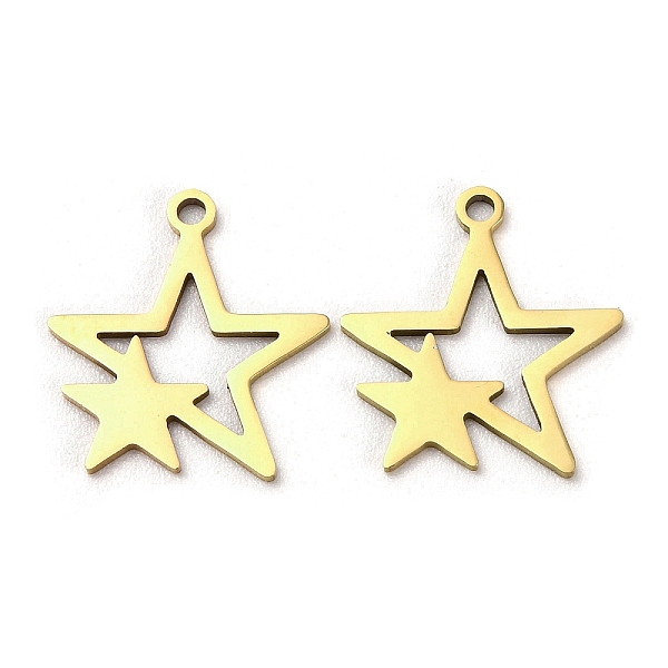 

PandaHall 201 Stainless Steel Pendants, Star Charm, Golden, 16x15x1mm, Hole: 1.2mm 201 Stainless Steel Star