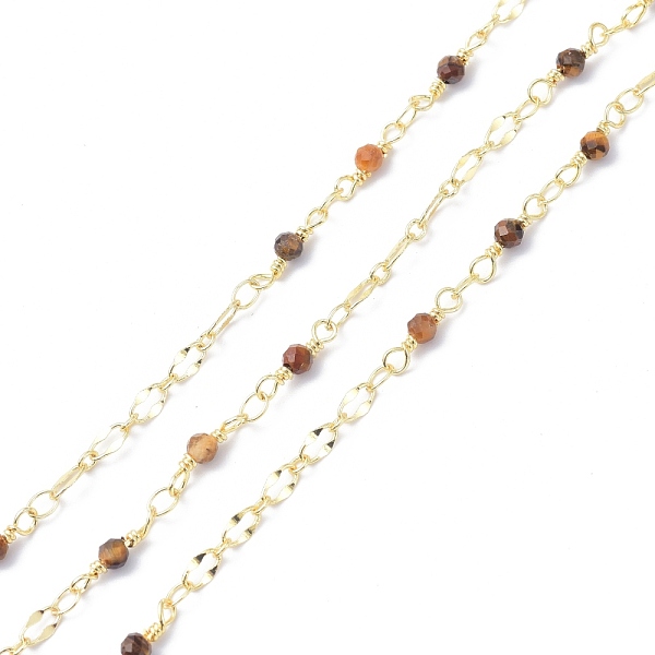 

PandaHall Brass & Natural Tiger Eye Handmade Beaded Chain, with Spool, Long-Lasting Plated, Soldered, 9.5x3.5mm, about 10.93 yards(10m)/roll...