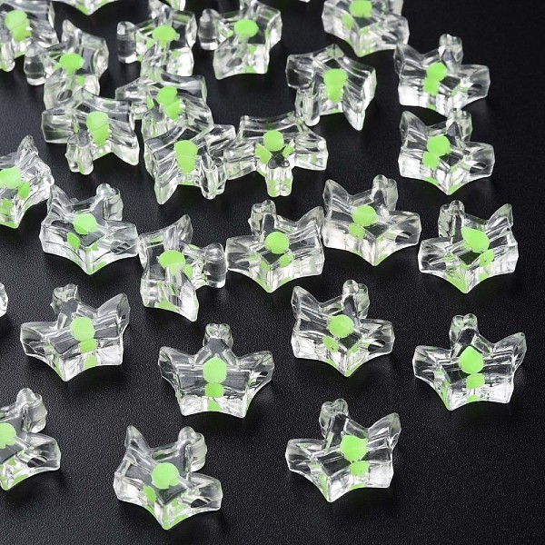 

PandaHall Transparent Acrylic Beads, Bead in Bead, Crown, Lawn Green, 14x17.5x7mm, Hole: 2mm, about 581pcs/500g Acrylic Crown