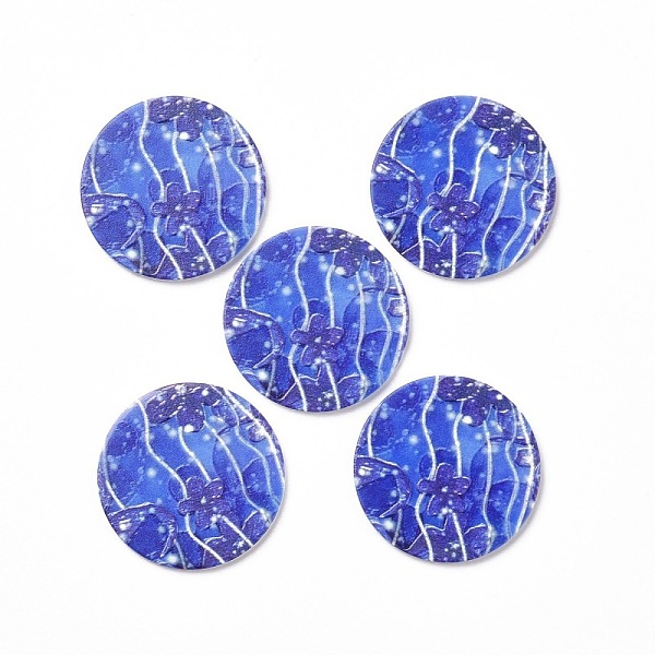 

PandaHall Acrylic Cabochons, for Hair Pins, Hair & Earrings Accessories, Flat Round with Flower Pattern, Royal Blue, 34.5x2.5mm Acrylic Flat...