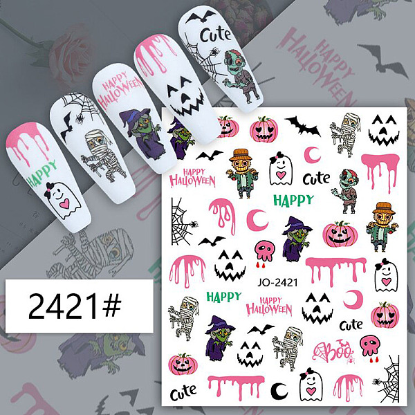 

PandaHall Halloween Themed Nail Art Stickers, Self Adhesive, for Nail Tips Decorations, Colorful, 10.1x7.85cm Paper