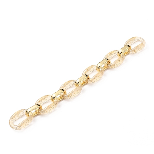 

PandaHall Handmade Transparent Acrylic & CCB Plastic Cable Chains, Twisted Chains, Quick Link Connectors, with Glitter Powder, Golden, Link...