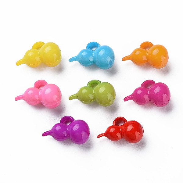 

PandaHall Opaque Acrylic Pendants, Gourd, Mixed Color, 18x12.5x9.5mm, Hole: 3mm, about 760pcs/500g Acrylic Others Multicolor