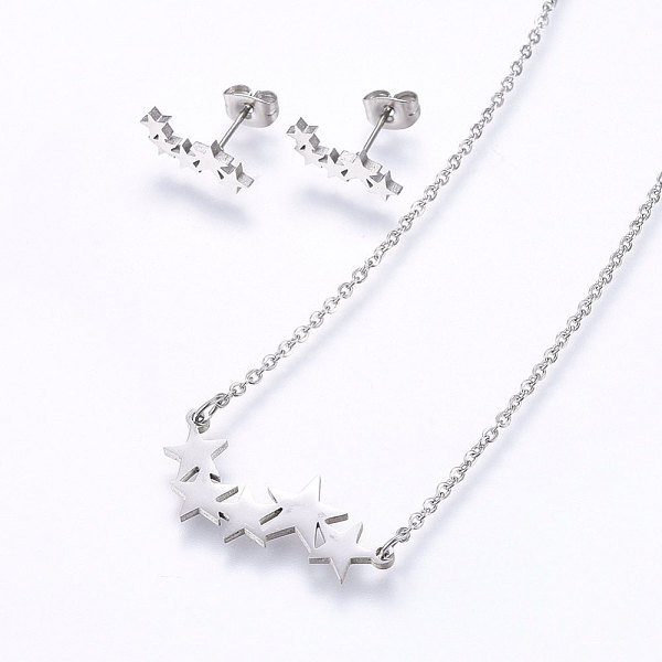 

PandaHall 304 Stainless Steel Jewelry Sets, Stud Earrings and Pendant Necklaces, Star, Stainless Steel Color, 18.9 inch(48cm), Stud Earrings...