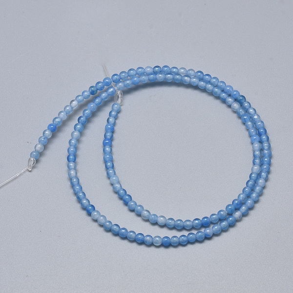 

PandaHall Natural White Jade Beads Strands, Dyed, Round, Dodger Blue, 3mm, Hole: 0.5mm, about 130pcs/strand, 16.3 inch White Jade Round Blue