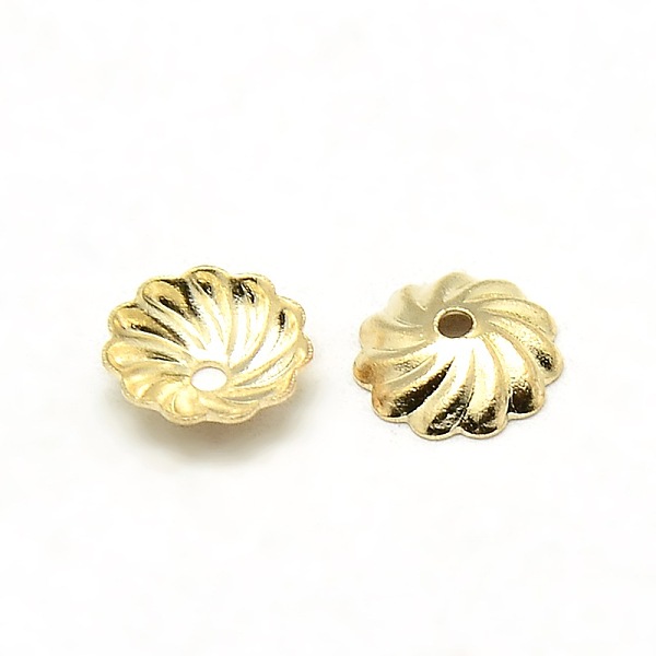 

PandaHall Brass Flower Bead Caps, Golden, 7x2mm, Hole: 1mm Brass