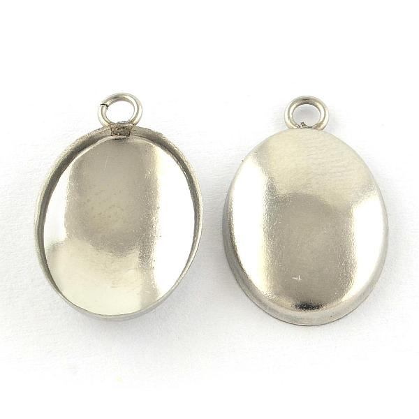 

PandaHall 201 Stainless Steel Pendant Cabochon Settings, Plain Edge Bezel Cups, Oval, Stainless Steel Color, Tray: 14x10mm, 17x10.5x3mm...
