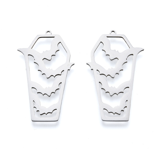 

PandaHall Halloween 201 Stainless Steel Pendants, Laser Cut, Coffin with Bat, Stainless Steel Color, 45x24x1mm, Hole: 1.5mm 201 Stainless...