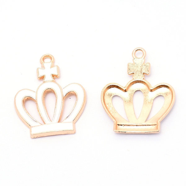

PandaHall Alloy Enamel Pendants, Crown, Cadmium Free & Lead Free, Light Gold, White, 28.5x22.5x2.5mm, Hole: 2mm Alloy+Enamel Crown White