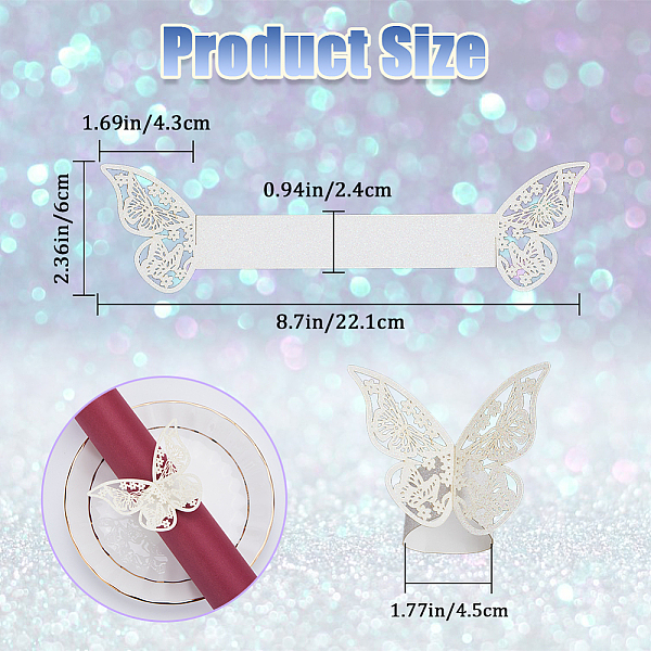 

PandaHall GORGECFAFT 50Pcs Butterfly Napkin Rings Holder Butterfly Paper Rings Napkin Holders Beige Butterfly Shape Foil Paper Napkin Holder..., Yellow