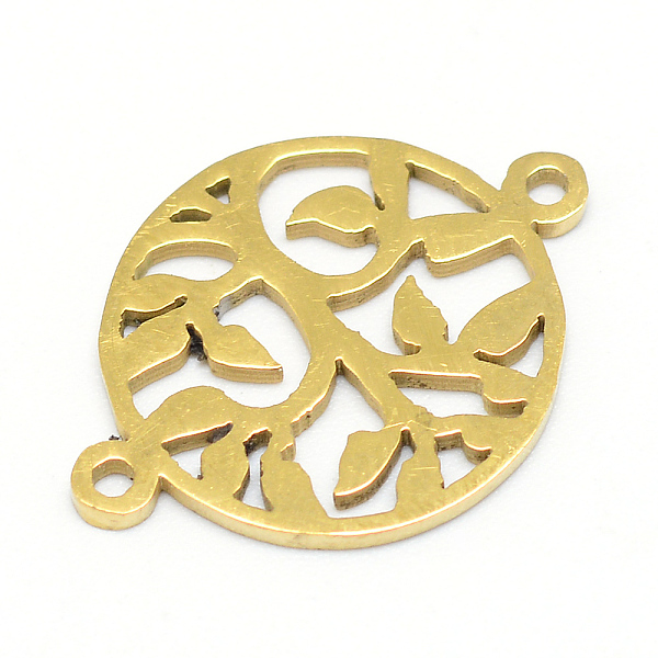 

PandaHall 304 Stainless Steel Links connectors, Flat Round with Leaf, Golden, 20x15x1mm, Hole: 1.5mm 304 Stainless Steel Flat Round