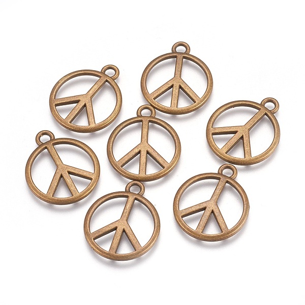 

PandaHall Tibetan Style Alloy Pendants, Peace Sign, Antique Bronze, Cadmium Free & Nickel Free & Lead Free, 24x2mm, Hole: 2mm Alloy Peace...
