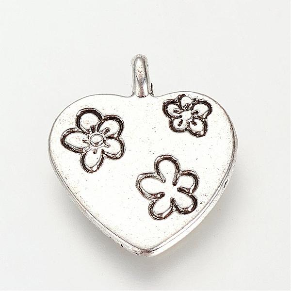 

PandaHall Tibetan Style Alloy Pendants, Heart with Flower, Cadmium Free & Lead Free, Antique Silver, 19x16x1.5mm, Hole: 1.5mm, about...