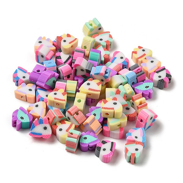 

PandaHall Handmade Polymer Clay Beads, Unicorn, Mixed Color, 8x9x4.5mm, Hole: 1.8mm Polymer Clay Unicorn Multicolor