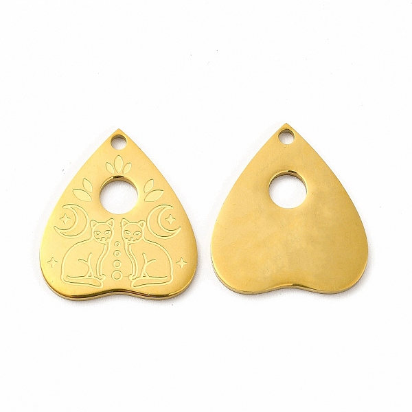 

PandaHall Ion Plating(IP) 304 Stainless Steel Pendants, Heart with Cat Charms, Golden, 25x22x1.4mm, Hole: 2mm 304 Stainless Steel Cat Shape