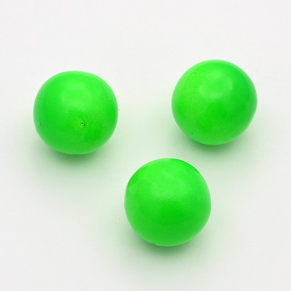 

PandaHall No Hole Spray Painted Fluorescence Brass Round Ball Beads Fit Cage Pendants, Lawn Green, 14mm Brass Round