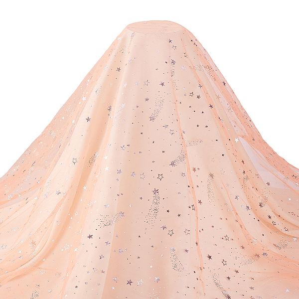 

PandaHall BENECREAT 3 Yards Yellow Sequins Star Lace Fabric, 59 inch Wide Silver Star Fabric Skirt Dress for Wedding Dresses DIY Craft..., Orange