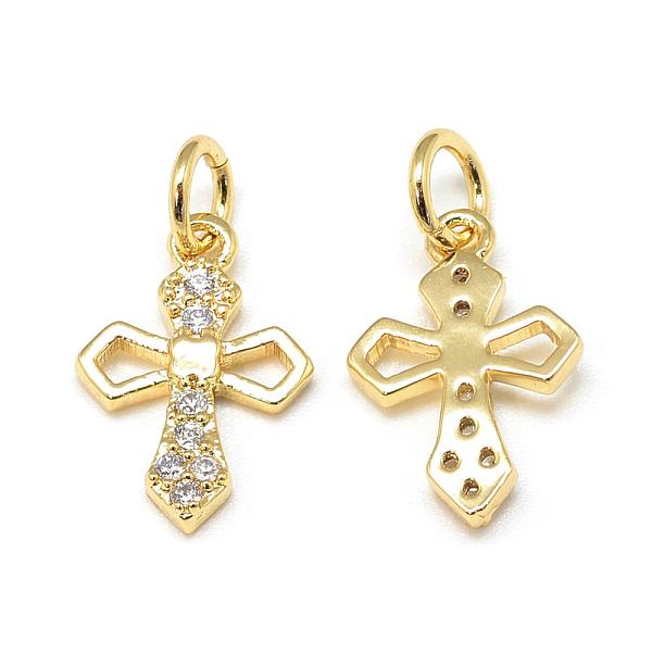 

PandaHall DIY Brass Micro Pave Cubic Zirconia Charms, Cross, Golden, 14.5x9.5x2mm, Hole: 3.5mm Brass+Cubic Zirconia Cross