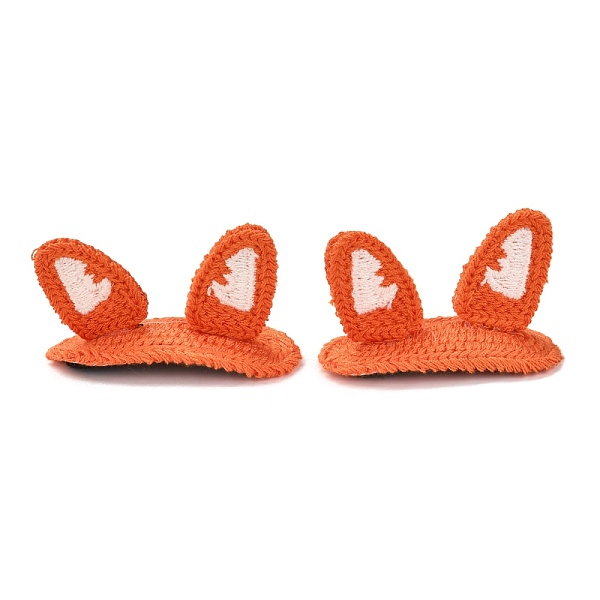 

PandaHall Iron Snap Hair Clips, with Polyester Thread, Fox Ear, Orange, 62x27x39mm Polyester Orange
