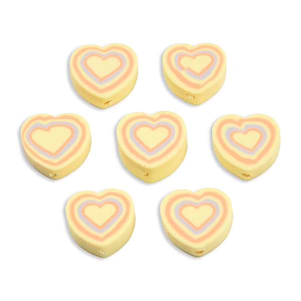 

PandaHall Handmade Polymer Clay Beads, Heart, Yellow, 8~10x9~10.5x4~5mm, Hole: 1.2mm Polymer Clay Heart Yellow