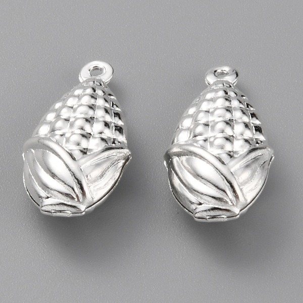 

PandaHall Autumn Theme Brass Pendants, Long-Lasting Plated, Corn, 925 Sterling Silver Plated, 19x10x6.5mm, Hole: 1mm Brass Vegetables