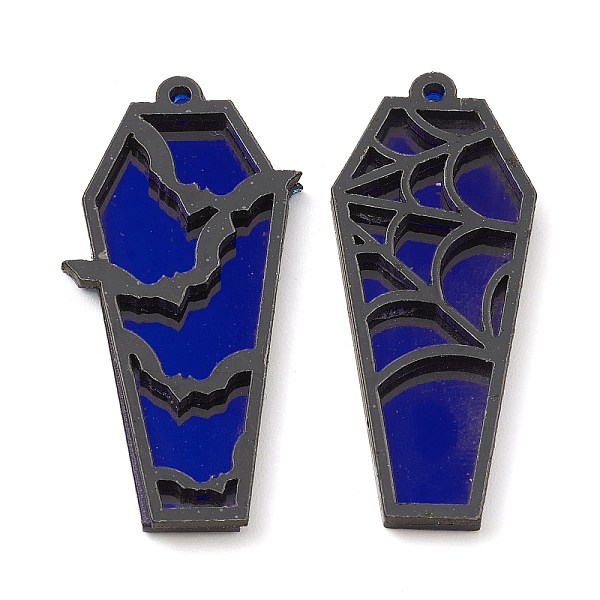 

PandaHall Opaque Acrylic Pendants, Coffin with Bat and Spider Web, for Halloween, Blue, 47.5x20x3.5mm, Hole: 1.6mm, 2pcs/set Acrylic Others...