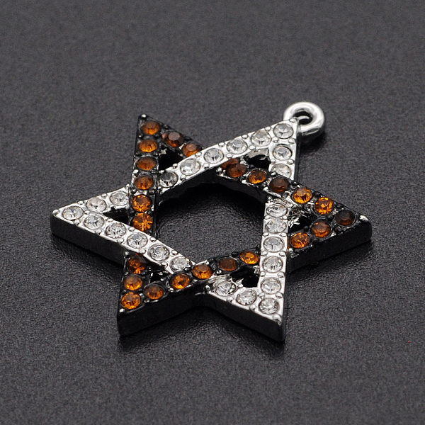 

PandaHall Religion Alloy Rhinestone Pendants, for Jewish, Star of David, Antique Silver & Platinum, Crystal, 26x21x2.5mm, Hole: 1.2mm..., Clear
