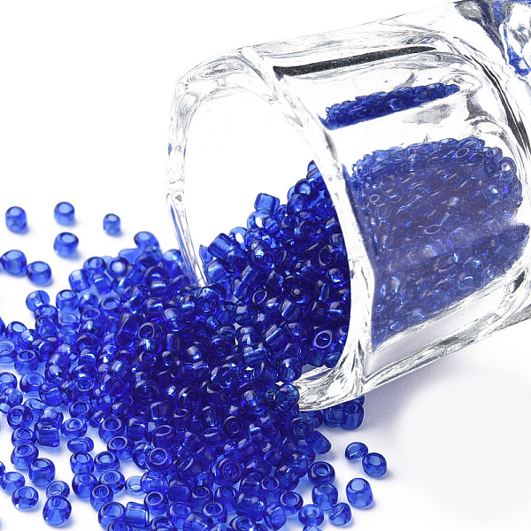 

PandaHall (Repacking Service Available) Glass Seed Beads, Transparent, Round, Blue, 12/0, 2mm, Hole: 1mm, about 12G/bag Glass Blue
