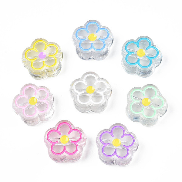 

PandaHall Transparent Acrylic Beads, with Enamel, Flower, Mixed Color, 19x19x7mm, Hole: 3mm Acrylic Flower Multicolor