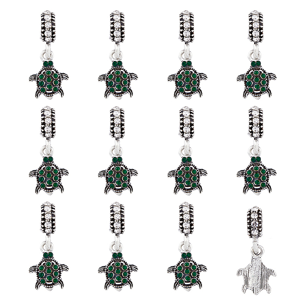 

PandaHall SUPERFINDINGS 12pcs Sea Turtle Emerald Rhinestone Charm for Bracelet Silver Tortoise Crystal Pendent Cute Sea Animal Alloy Dangle..., Clear