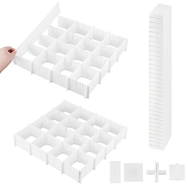 

PandaHall Adjustable Drawer Organizer with Fixed Buckle, Plastic Multi-Function Drawer Dividers, for Socks, Underwear, Makeup, White...