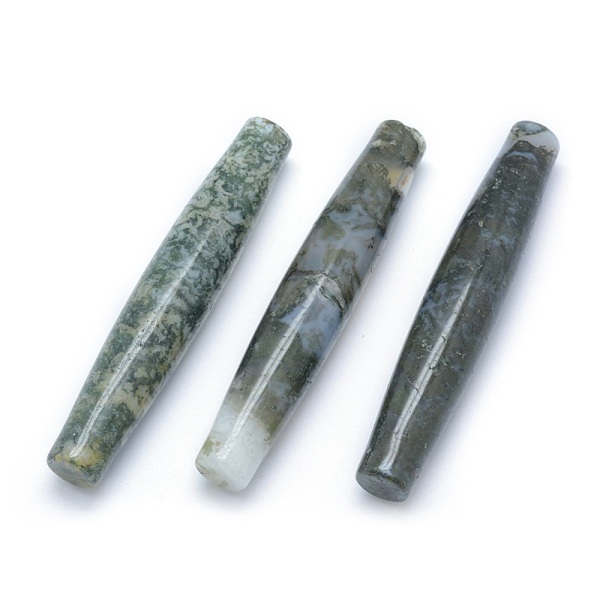 

PandaHall Natural Moss Agate Beads, No Hole/Undrilled, Rice, 73.5~74.5x13~13.5mm Moss Agate Rice