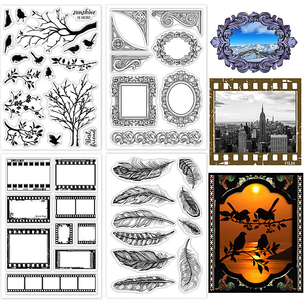 

PandaHall Globleland 4 Sheets 4 Styles PVC Plastic Stamps, for DIY Scrapbooking, Photo Album Decorative, Cards Making, Stamp Sheets, Mixed...