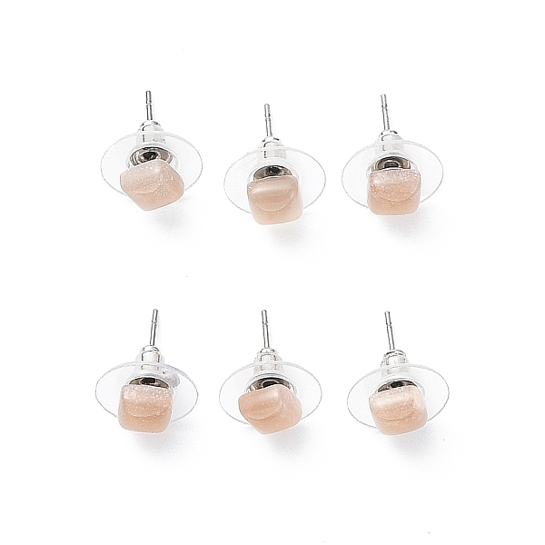 

PandaHall Natural Sunstone Stud Earrings for Women, with 304 Stainless Steel Ear Studs, Square, 6x6mm, Pin: 0.8mm Sunstone Square