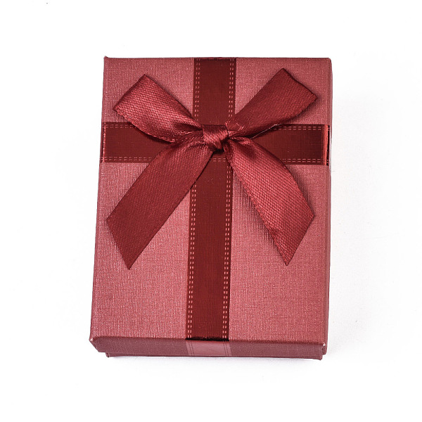 

PandaHall Cardboard Jewelry Set Box, for Ring, Earring, Necklace, with Sponge Inside, Rectangle with Bowknot, Indian Red, 9x7x2.9cm Paper...
