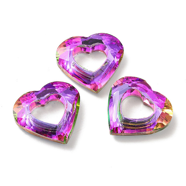 

PandaHall Electroplated Glass Pendants, Back Plated, Faceted Heart Charms, Orchid, 24.5x26x6mm, Hole: 11x13mm Glass Heart Purple