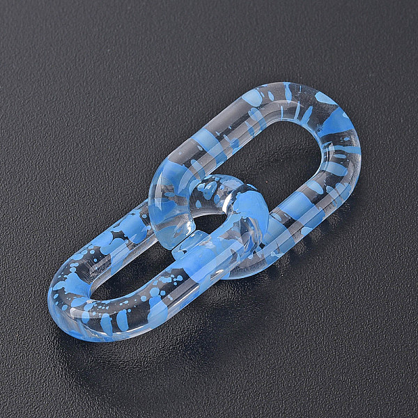 

PandaHall Transparent Acrylic Linking Rings, Quick Link Connectors, for Cable Chains Making, Oval, Light Sky Blue, 27x16.5x4mm, Inner...